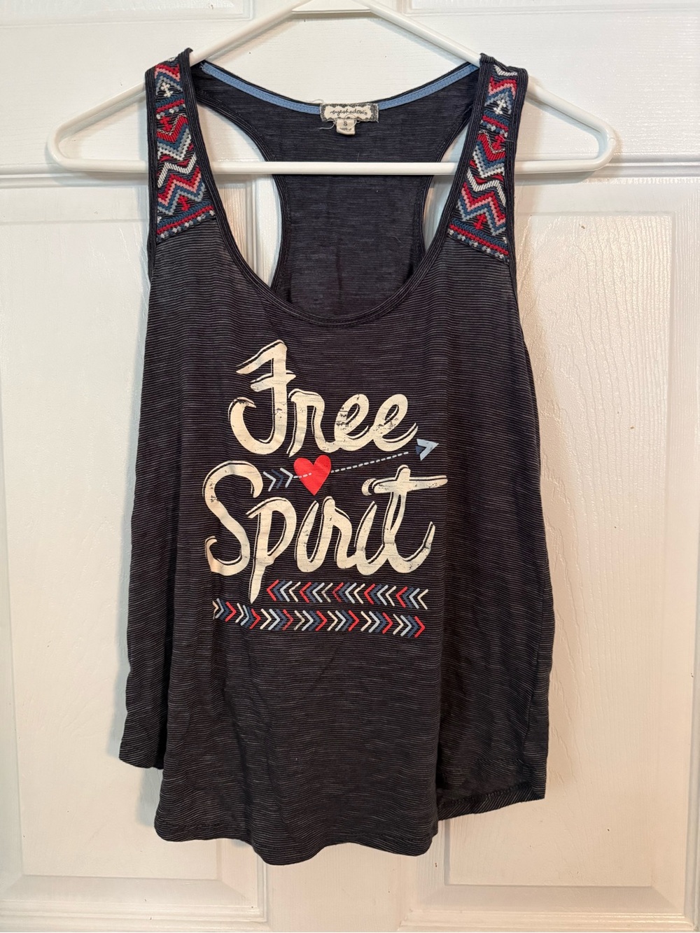 Women’s Eyeshadow Black Free Spirit Graphic Tank with Red & Blue Accents Size S